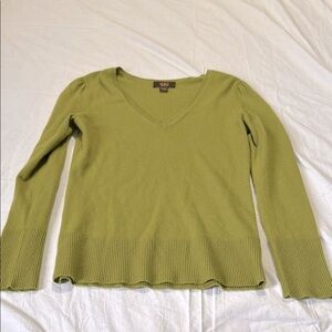 Victor Alfaro Green V Neck Cashmere Sweater Medium